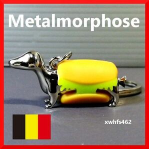 送料無料 Metalmorphose メタルキーホルダー ホットドッグ ミニチュアダックス ベルギー製金属製 キーリング チャーム