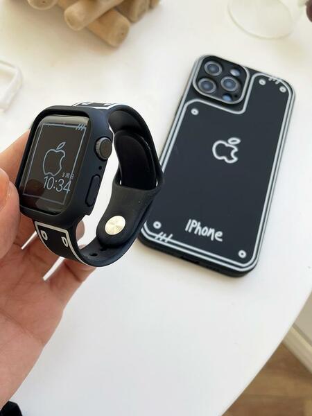 アップルウォッチ　Apple Watch　イラスト風　バンド　ブラック