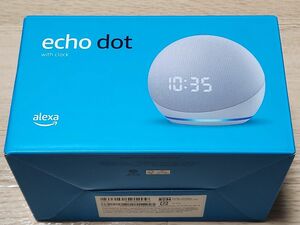 【新品同様】 Echo Dot with clock 第4世代 時計付きスマートスピーカー グレーシャーホワイト Alexa