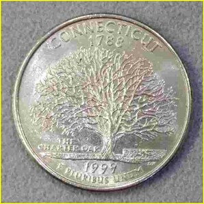 【アメリカ 50州25セント硬貨《コネチカット州》/1999年】クォーターダラーコイン/50州25セント硬貨プログラム/The 50 State Quarters Progの画像1
