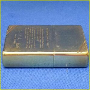 【USED/売切り】 ZIPPO/ジッポー フラットトップ SOLID BRASS 『WHY DID HE NAME IT ”ZIPPO”?』オイルライター/金色/ダイアゴナルラインの画像6