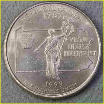 【アメリカ 50州25セント硬貨《ペンシルべニア州》/1999年】クォーターダラーコイン/50州25セント硬貨プログラム/The 50 State Quarters Pr_画像1