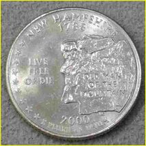 【アメリカ 50州25セント硬貨《ニューハンプシャー州》/2000年】クォーターダラーコイン/50州25セント硬貨プログラム/The 50 State Quarter_画像2