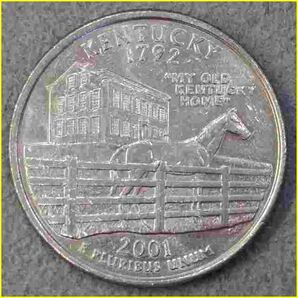 【アメリカ 50州25セント硬貨《ケンタッキー州》/2001年】クォーターダラーコイン/50州25セント硬貨プログラム/The 50 State Quarters Progの画像1
