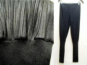 即決[3]ほぼ未使用品 PLEATS PLEASE 10AW ドッキング ジャージ 切替 ブラック パンツ プリーツプリーズ ISSEY MIYAKE■B13