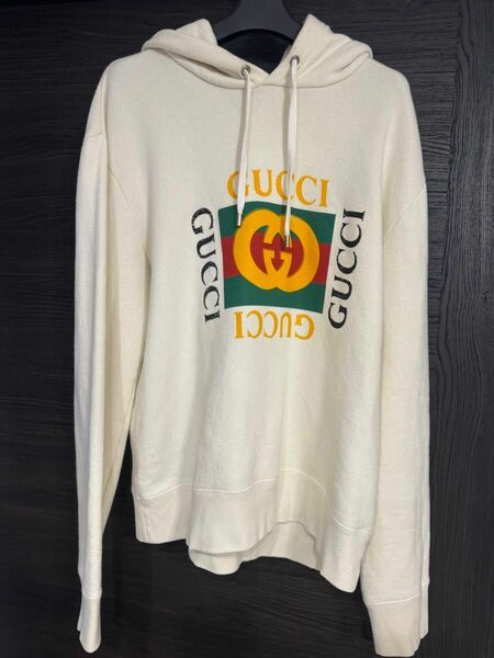 美品　GUCCI グッチ　19AW ヴィンテージ加工　オールド　ロゴパーカー インターロッキング　size M 