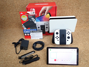 【中古】任天堂 Nintendo Switch 有機ELモデル Joy-Con ホワイト HEG-S-KAAAA 本体 付属 完品 保護フィルム付き(PDA860-1)