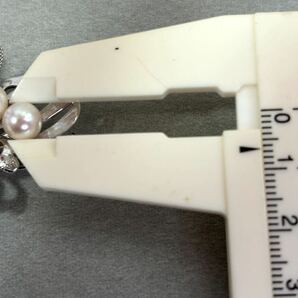 rrkk2709 パール SILVER ブローチ 真珠 シルバー SILVER刻印有 6.5~7mm玉 重量10.6ｇ の画像10