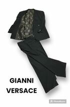 rrkk2847 ヴェルサーチ GIANNI VERSACE ダブル メンズスーツ シルク ウール MADE INITALY _画像1