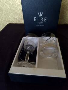 ELBEcrystal エルベクリスタル　ハンドカットグラス　ELBE　エルベ　タンブラー×1ワイングラス×１ 　切子　 未使用