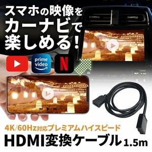 プリウス PHEV MXWH61 トヨタ 純正ナビ HDMI ケーブル 車 YouTube Eタイプ Aタイプ 接続 変換 アダプター スマホ 連携 ミラーリング 動画