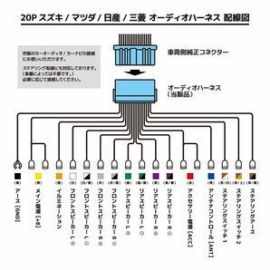 エブリイ ワゴン H14.11 ～ スズキ カーオーディオ ハーネス 20P 20ピン カーナビ 社外 変換 コネクタ ステアリング配線の画像2