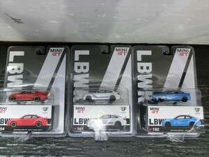 T【V3-37】【60サイズ】▲未開封/TSMモデル ミニGT LB WORK BMW M4 ホワイト・ベイビーブルー・レッド/ミニカー/※パッケージ傷み有