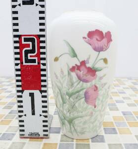 △ 直径13cm 高さ約25㎝｜花瓶 壺 陶器 花柄 おしゃれ ホワイト 白｜ ｜ 居間 床の間 玄関 ■N9442