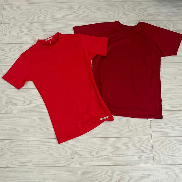 インナー Tシャツ　 半袖　レッド　2枚セット　スポーツ 半袖Tシャツ