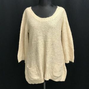 アバハウス/ABAHOUSE★bade/ニットセーター/七分丈【レディースM程度/ベージュ/beige】Tops/Shirts/Sweater◆BH613