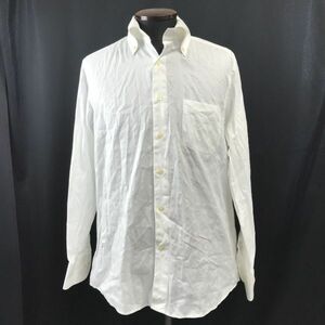 三陽商会★Paul Stuart/ポール・スチュアート★長袖ドレスシャツ【メンズL/white/白/ストライプ】ボタンダウン/Tops/Shirts◆BH629