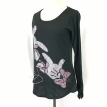 ディズニー/Disney★ミッキーの手/ラインストーン/長袖Tシャツ/ロンT【38/レディースM/黒/black】Tops/Shirts◆BH639_画像2