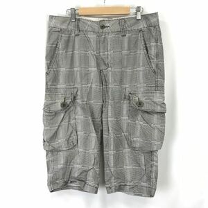 Kissmark/キスマーク★カーゴ/ハーフパンツ【メンズL/股下43cm/brown/ブラウン系】チェック柄/Pants/Trouser◆BH665