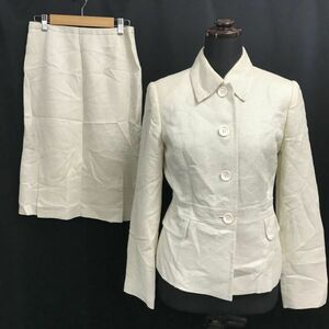 日本製★ヨンドシー/4℃★セットアップ/ロングスカートスーツ【38/レディース上下M/アイボリー/ivory/白】Jackets/skirt/Set up◆pBH686