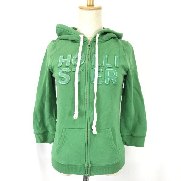 ホリスター/HOLLISTER★七分袖/ダブルジップアップパーカー【レディースM/緑/green】Jacket/Jumper◆BH674