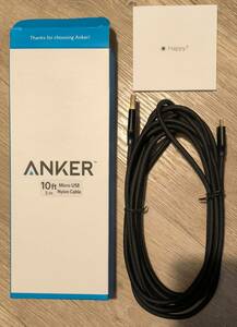 Anker 高耐久ナイロン Micro USB ケーブル ( 3m /ブラック )