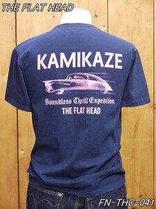 新品 フラットヘッド KAMIKAZE 丸胴半袖Tシャツ 44 ネイビー FN-THC-041 theflathead