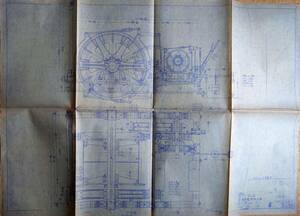 f24030866〇常磐炭鉱納 電動巻上組立図 機械青焼図面 炭鉱機械文献書類図面 炭鉱歴史参考資料 昭和２０年代後半朝鮮特需の頃〇和本古書