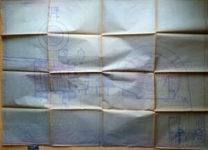 f24030897〇常磐炭鉱納 ３００馬力荏原製空気圧縮機組立図面 機械青焼図面 炭鉱機械文献書類図面 炭鉱歴史参考資料 昭和２０年代後半