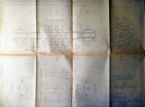 f24030894〇常磐炭鉱納 ３００Φポンプ組立図 機械青焼図面 炭鉱機械文献書類図面 炭鉱歴史参考資料 昭和２０年代後半朝鮮特需の頃