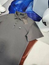 新品◆【格好いい】【通気品】メンズ速乾半袖ポロシャツGOLFゴルフシンプルジーTシャツダークグレーXL_画像3