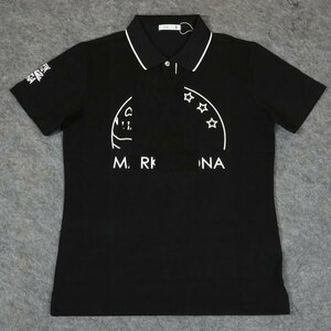 新品◆【格好いい】【通気品】メンズ速乾半袖ポロシャツGOLFMLゴルフ星プリントTシャツ黒ーM