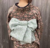 着物cocon★新品　レース　半幅帯　ポリエステル50％　ナイロン50％　ふわふわ刺繍　フラワーミント　長さ440 幅16 【4-20-5O-1318-t】_画像5