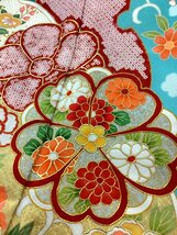 着物cocon★振袖 金駒刺繍 身丈171 裄丈69.3 正絹 青緑系 成人式 卒業式 結婚式 帯・小物別売り 【4-25-15K-1056-ｍ】_画像8