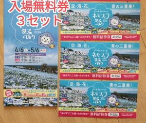 大阪 舞洲 ネモフィラ祭り2024 無料招待券 無料チケット 入場無料券 3枚セット