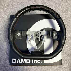 DAMD/ダムド ステアリング SS358-D(L) Carbon（受注生産品）ブラックカーボン×レッドステッチ インプレッサ GR GVなど