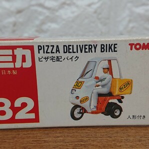 トミカ ミニカー 赤箱 日本製 82 ピザ宅配 バイク PIZZA DELIVERY BIKE トミー TOMY の画像1
