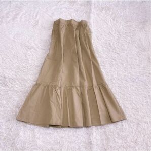 ロングスカート マキシスカート ベージュ 綺麗なAライン フリーサイズ 定価 5390 新品 未使用 ティアード