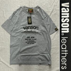 ★アウトレット処分 VANSON Tシャツ GRAY Lサイズ バンソン 半袖 VS21808S プリント ブランドロゴ A60403-20