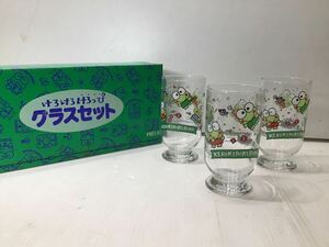  Sanrio character Kero Kero Keroppi glass set glass tableware Showa Retro MEIJI