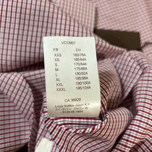 【新品未使用】LOUIS VUITTON ルイヴィトン LVサークル刺繍 チェックシャツ ドレスシャツ size S レッド メンズ タグ付きの画像9