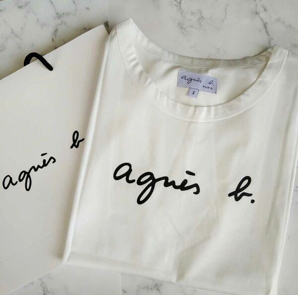 アニエスベーagnes b.半袖ロゴTシャツ　ホワイトレディースLサイズ