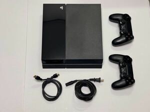 PS4 CUH-1100Ax1台 500GB 本体 ジェット ブラック SONY PlayStation プレステ 中古 コントローラX2 ケーブル付