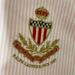 RalphLauren ラルフローレン 大人可愛い 王冠刺繍 ピンクストライプ ビッグシルエット 長袖 シャツ XL 羽織りにも ユニセックの画像6