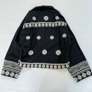ZARA 大人素敵スタイル リネンコットンブレンド エンブロリダリー刺繍 ブラック ジャケット 羽織り 冷房対策 サイズS ザラ♪の画像5