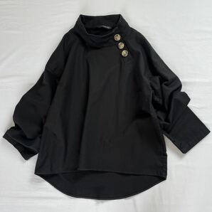 ZARA 大人お洒落 リネンコットンブレンド 軽やかブラックプルオーバートップス ゆったりXSザラ♪の画像2