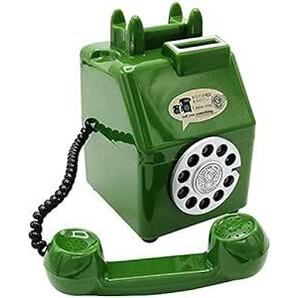 貯金箱 公衆電話 500円玉 ダイヤル式 昭和 80’s レトロ 玩具 おもちゃ ATM 雑貨 (緑の画像6