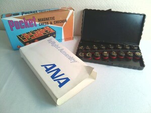 ANAボードゲーム 携帯版 チェス チェッカー・POCKET　MAGNETIC　CHESS ＆ CHECKER