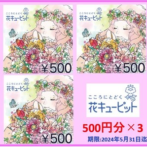 【匿名】花キューピット 500円分×3個　クーポン　コード通知のみ