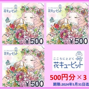 【匿名】花キューピット 500円分×3個 クーポン コード通知のみの画像1